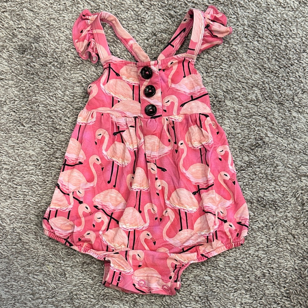 12month Gigi & Max Pink Flamingo Romper
